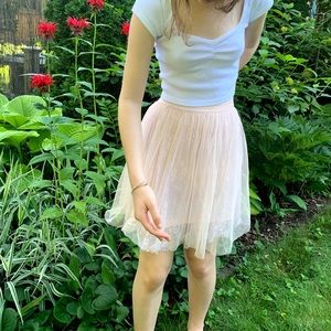 ADORABLE pale pink tulle lace skirt!